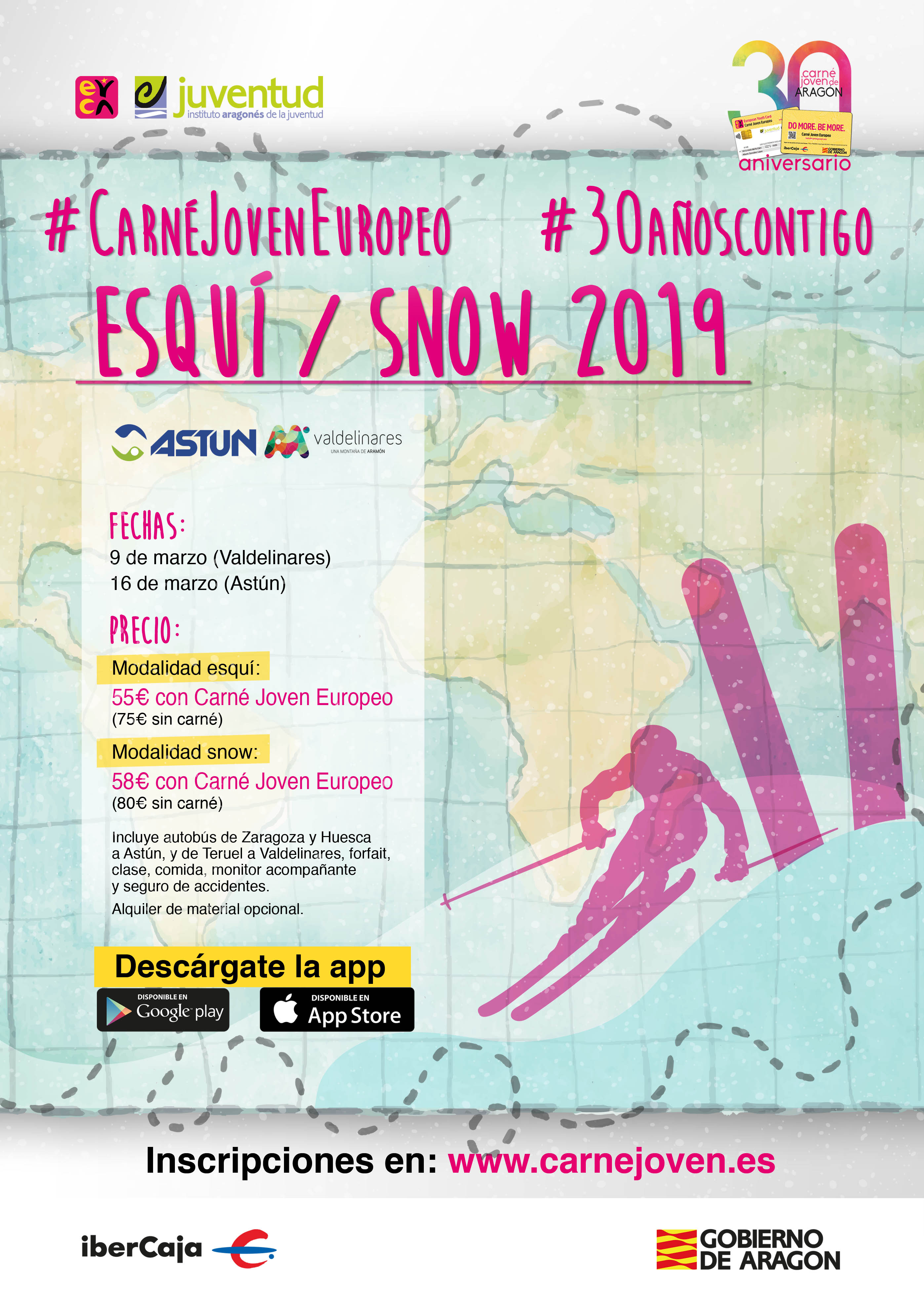 Disfruta de la oferta del Carné Joven Europeo para acudir a las pistas de Astún y valdelinares con sus ofertas del 30 aniversario