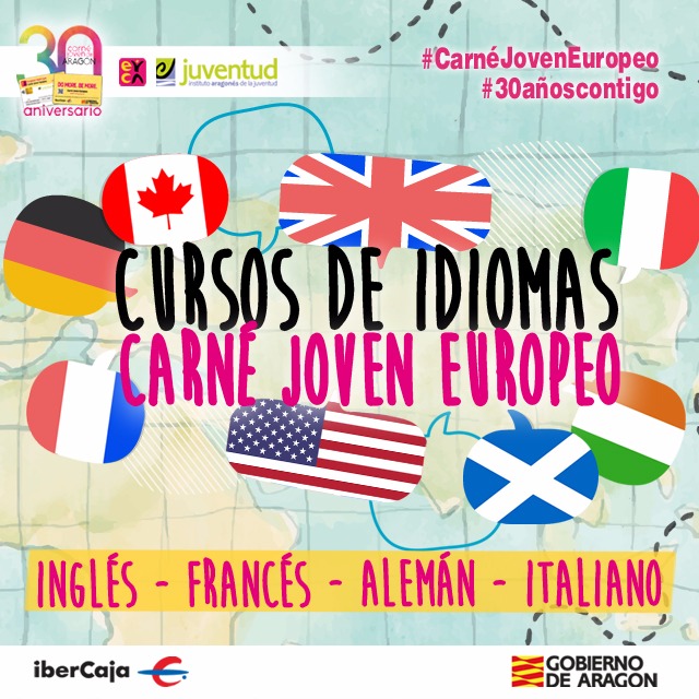 El Carné Joven Europeo junto al Instituto Aragonés de la Juventud ofertan cursos de idiomas con un genial descuento